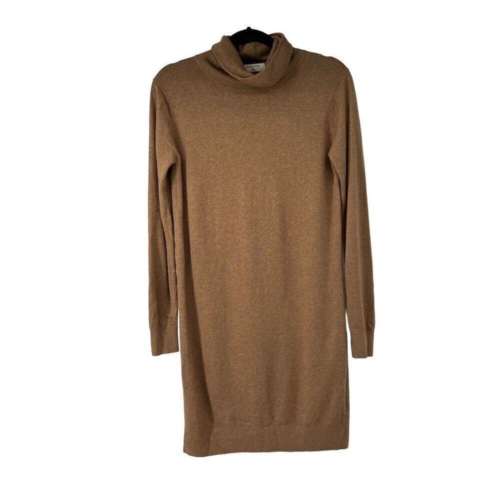 Babaton Tan Brown Cowl Neck Sweater Dress
